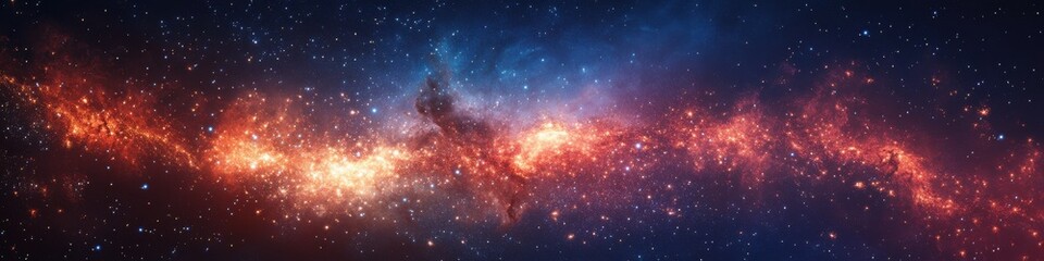 Obraz premium Expansive view of a galactic nebula with brilliant star clusters in space