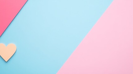 Fototapeta premium Pastel Pink Blue Background with a Heart Shape