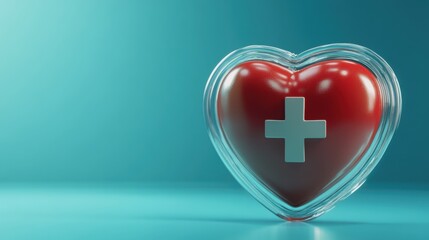 Obraz premium Heart Symbol Inside Medical Shield Design