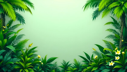Obraz premium Tropical leaves on green background illustration.