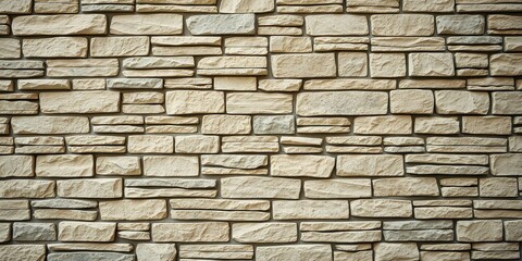 Obraz premium Rustic Beige Stone Wall Texture A Seamless Background for Design Projects