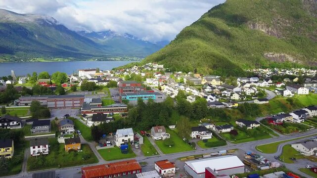 Andalsnes town aerial view in Norway