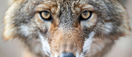 Fototapeta premium Close-Up Portrait of a Coyote with Intense Eyes Exhibiting Natural Wild Beauty and Intriguing Expression