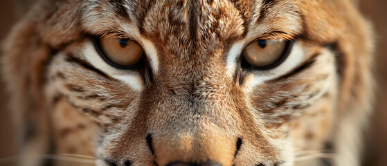 Obraz premium Close-up Portrait of a Lynx with Intense Eyes Capturing Wild Essence and Feline Strength in Nature’s Beauty