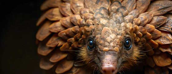 Obraz premium Close-Up View of a Unique Armored Animal with Scaly Texture and Detailed Features Highlighting Nature’s Wonders