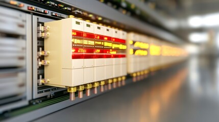 Industrial Control Panel with Multiple Digital Displays and Connectors