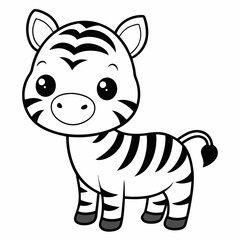 Simple and Cute Baby Zebra Coloring Page for Kids – Black-and-White Outline