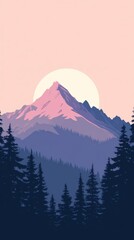 Minimalist Mountain Silhouette at Twilight with Soft Light