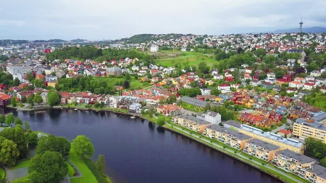 Trondheim aerial panoramic view, Norway