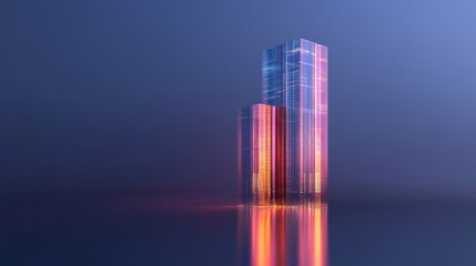 Fototapeta premium Modern Skyscraper with Colorful Reflection in Glass