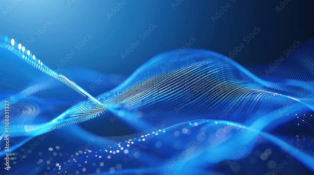 Poster digital wave with many dots and particles. abstract dynamic wave background. technology or science b