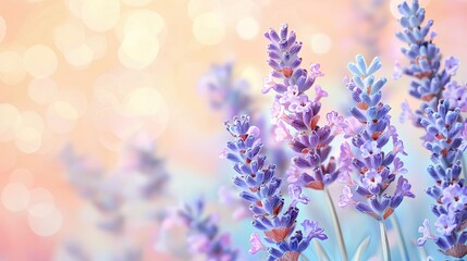 Obraz premium Ink abstract background idea. Beautiful lavender flowers with a soft, dreamy background in pastel colors.