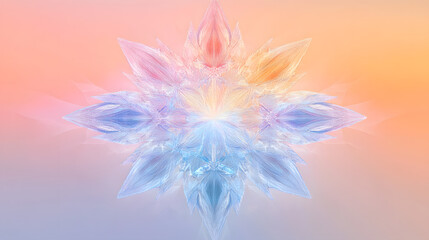 An Elegant Minimalist Portrayal of a Winter Snowflake with Detailed Geometric Lines Set Over a Dreamy Soft Gradient Background