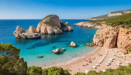 Fototapeta premium Idyllic Cala Goloritz? Beach in Sardinia, Italy: A Turquoise Paradise