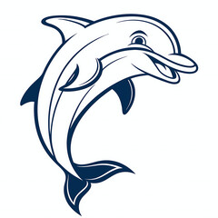 Obraz premium Dolphin head silhouette vector illustration, logo type