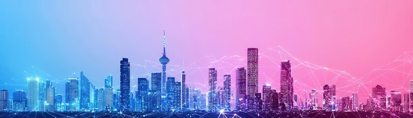 Fototapeta premium Global business markets exports concept. Interconnected smart cities with glowing trade pathways, global connectivity, export network