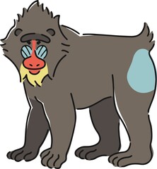 手描きのマンドリルのイラスト