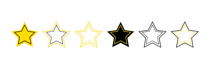 Set with stars vector icons. 6 stars icons.