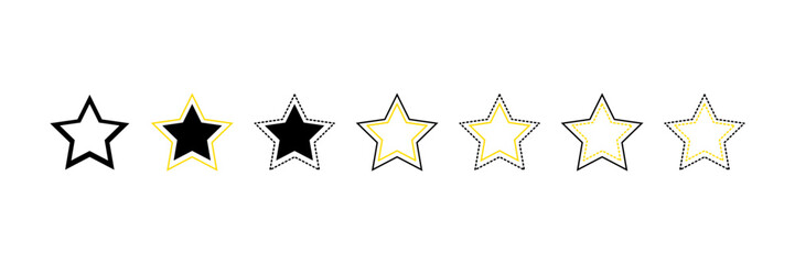 Set with stars vector icons. 7 stars icons.