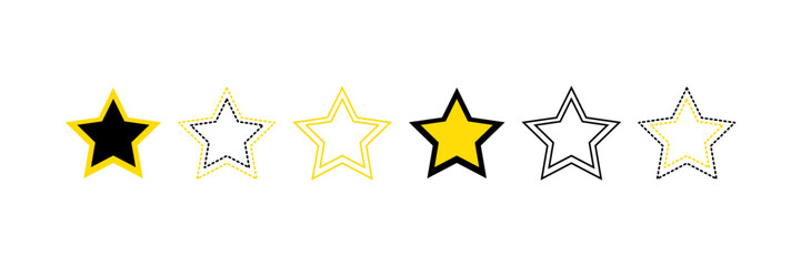 Set with stars vector icons. 6 stars icons.