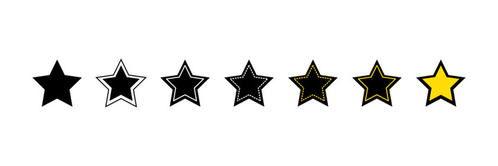 Set with stars vector icons. 7 stars icons.