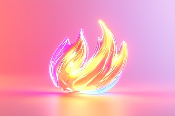 Abstract iridescent flame graphic design element.