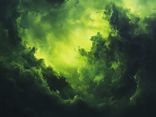 Bright Green Flashes Amidst a Fierce Tempest of Clouds