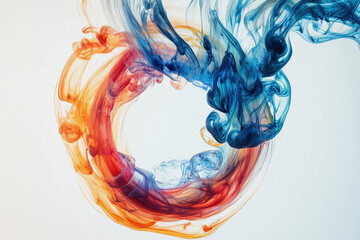 Vibrant swirling colorful ink in water