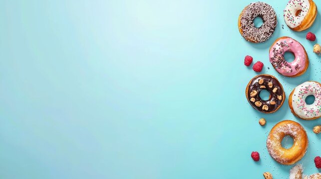 Bright bakery photography a delicious variety of colorful donuts and sweet treats