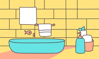 Minimalist bathroom setting, hair tied up in a towel