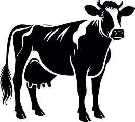 Dairy Cow vector black silhouette cricut design for T-shirt