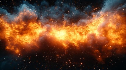 Fiery Gas Explosion in Black Background. Generative AI
