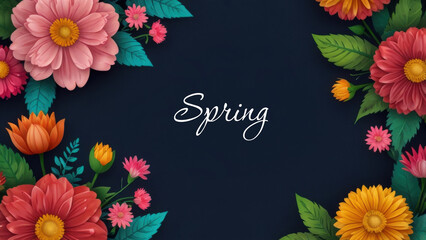 Obraz premium Colorful Floral Spring Design with Dark Background