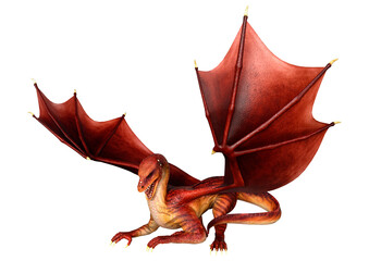 Fototapeta premium 3D Rendering Fairy Tale Dragon on White