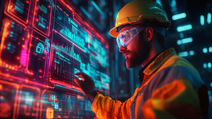electrical engineer. checking electrical control systems industrial plant
