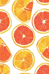 art of a pattern of orange slices on white background
