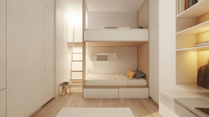Fototapeta premium a minimalist child's room with a white background