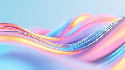 Fototapeta premium Rainbow abstract background idea. Colorful abstract waves flowing gracefully in soft pastel hues.