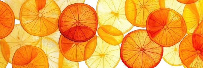 art of a pattern of orange slices on white background