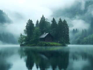 Fototapeta premium Landscape in the fog