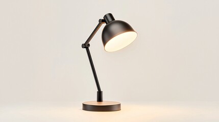 Work office. Modern desk lamp with adjustable arm and warm light, perfect for home or office use.