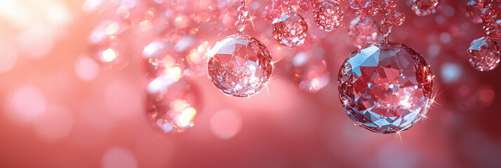 A sparkling crystal chandelier piece suspended in mid-air,