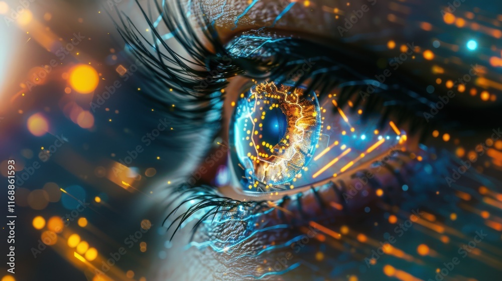 Poster eye of futuristic and innovative imagery ai and automation use of artificial intelligence and automa
