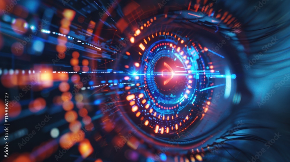 Poster eye of futuristic and innovative imagery ai and automation use of artificial intelligence and automa