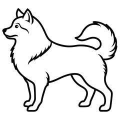 Simple Line Drawing of a Spitz-Type Dog