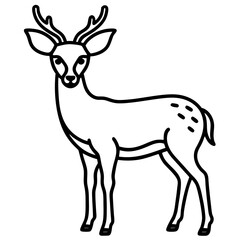 Simple Black Line Drawing of a Deer