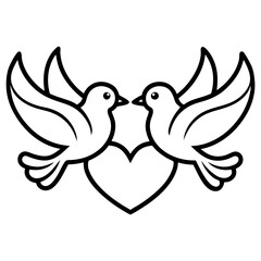 two doves with heart icon design