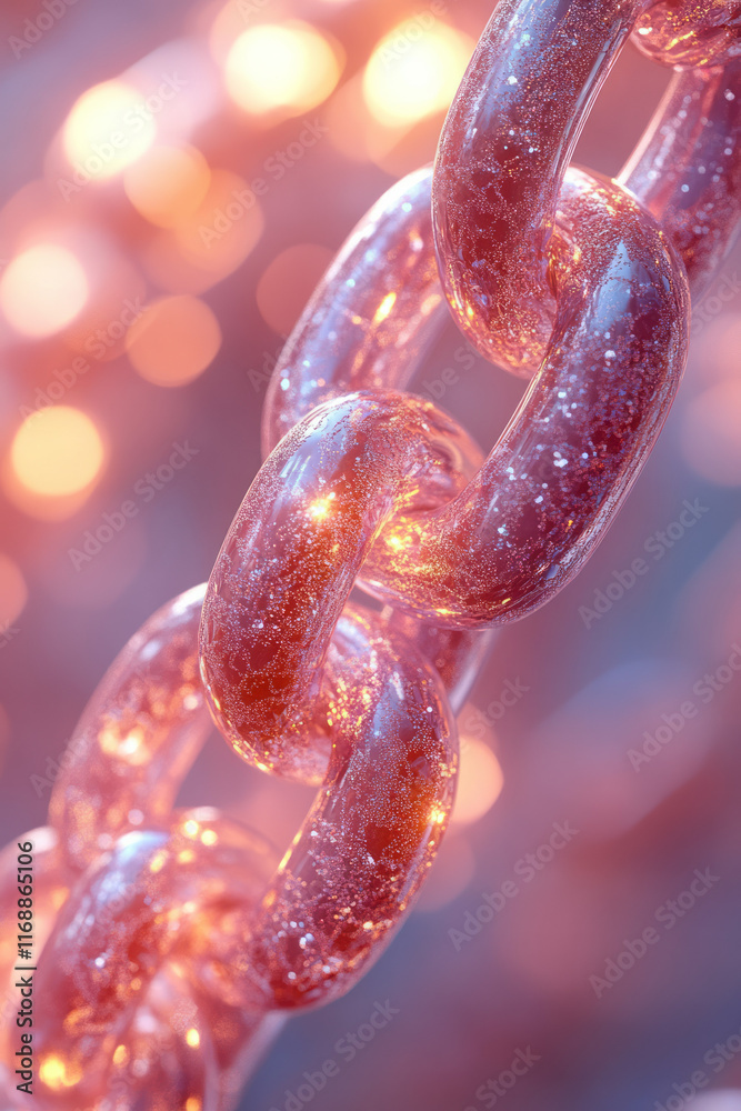 Poster A continuous loop of glowing chains interlocking in motion,