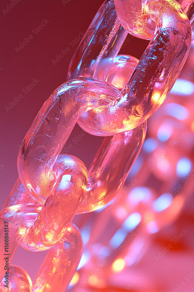 Aufkleber A continuous loop of glowing chains interlocking in motion,