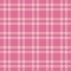 Plaid with twill weave repeat pattern in pink.Gingham seamless pattern with stripe.Checkered tartan Geometric graphic vector illustration background for fabric and prints.